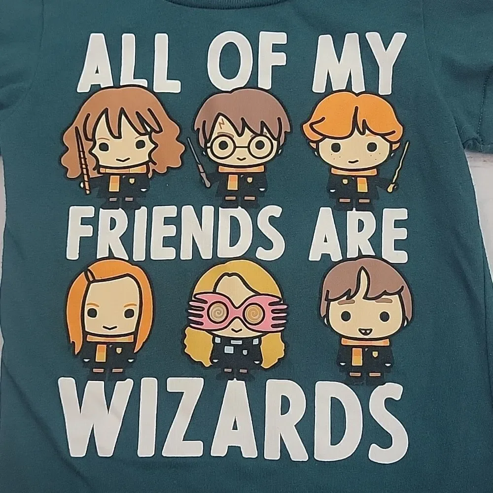 𝅺harry Potter All Of My Friends Are Wizards Green Tee size 12 Month